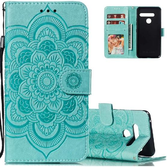 

LEECOCO for LG G8 ThinQ Case Mandala Embossing Luxury PU Leather Flip Notebook Wallet Bookstyle Magnetic Stand Card Slot Folio Bumper Protection LD: Green