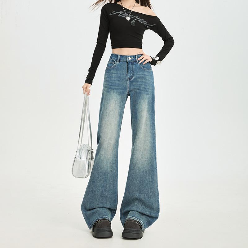 Dámské retro džíny s vysokým pasem, zeštíhlující, s mírně rozšířenými nohavicemi, na podzim/zimu 2025