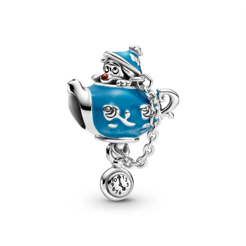 Miniso Disney 925 Silver Charms Bracelet Cute Cartoon Bear Dog Cat Fish DIY Bead Jewelry Women Accessories