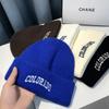 Knitted Hat Women's Autumn and Winter Letter Embroidery Wool Hat Warm Versatile Pullover Ear Protector Cold Hat Men's Trend
