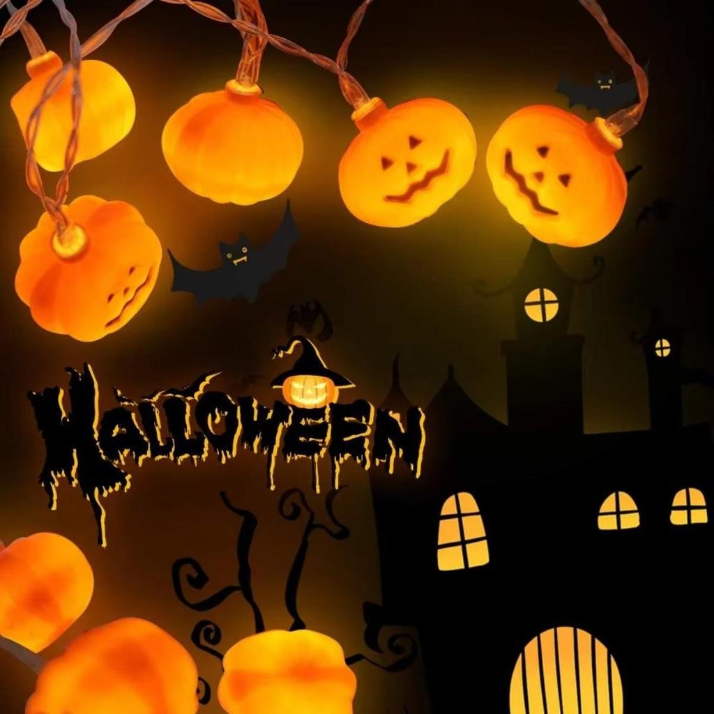 Halloween LED 10/20 LED 3D Gresskar Lyslenke Batteridrevet Dekorative Lyslenker for Happy Halloween Fest Hjem Atmosfære Dekorasjon