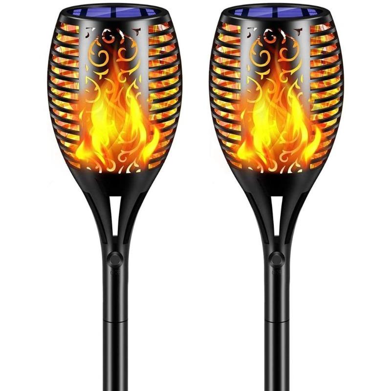 Solarna Lampa Płomień 12/96LED Wodoodporna Zewnętrzna Lampa Solarna Migocząca Krajobrazowa Lampa Trawnikowa Dekoracja Oświetlenie Boże Narodzenie Halloween Atmosfera Dziedzińca