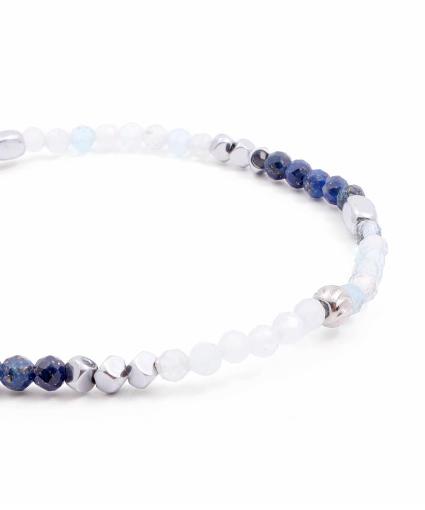 Polalita Blue Lapis Cut & Clear Mix Bracelet (Plt-Br-101_Bl)