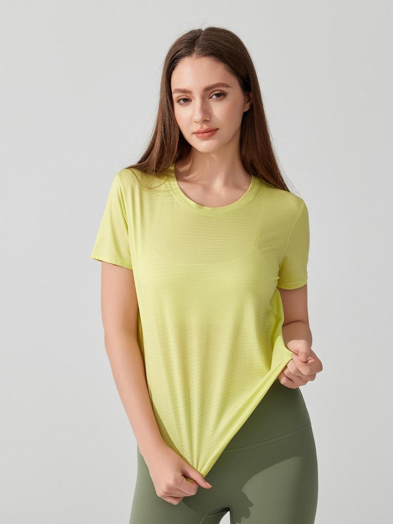 Women's Cross-Border Yoga T-Shirt - Lightweight, Breathable, Short Sleeve, Hollow Back, Perfect for Dance, Fitness, Running.