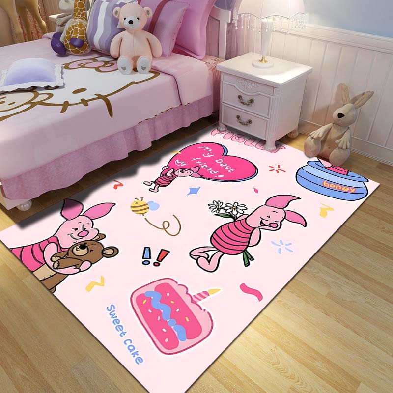 1PC Winnie The Pooh Piglet Printed Carpet Living Room Bedroom Kids Room Large Area Decor Non-slip Floor Mat Kids Play Area Rug