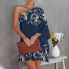 Mini Abito da Donna a Spalla Singola con Maniche Dolman Vestibilità Larga Stampa Floreale Casual Estivo