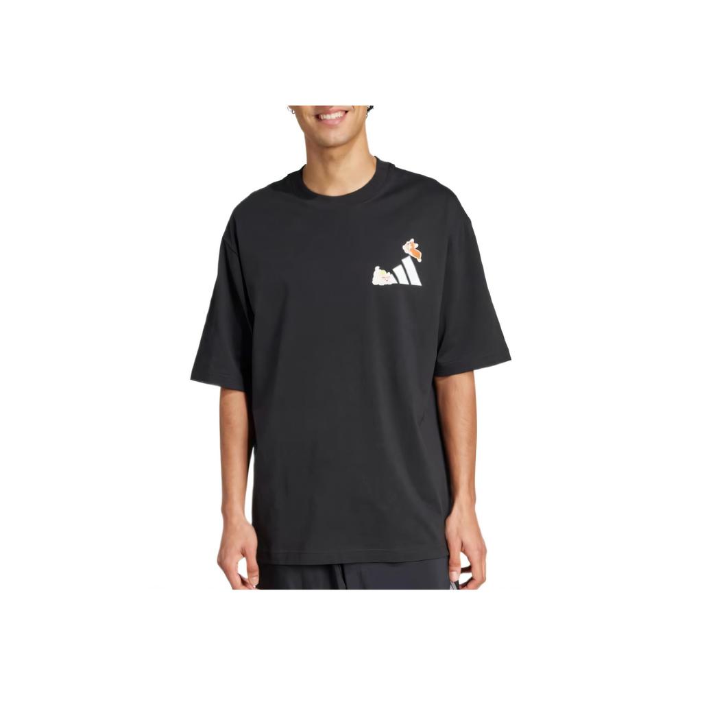Adidas SS25 Sports Lifestyle Series Logo Print Simple Casual Fashion Comfortable Crew Neck Short Sleeve T-Shirt Unisex T-Shirts Black JZ3263