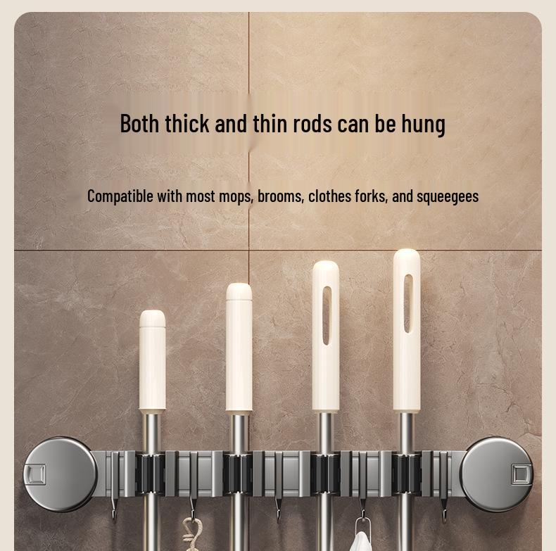 Saugbecher-Mopp- und Besenhalter - Bohrerfreie Wandmontage für die Badezimmeraufbewahrung