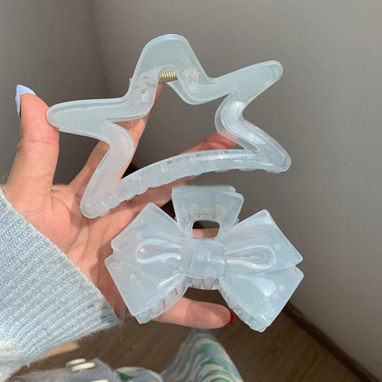 Hair Claw Transparent Jelly Color Bow Tie Star Design Shark Clip Back Head Large Hair Clip Hair Accessory
