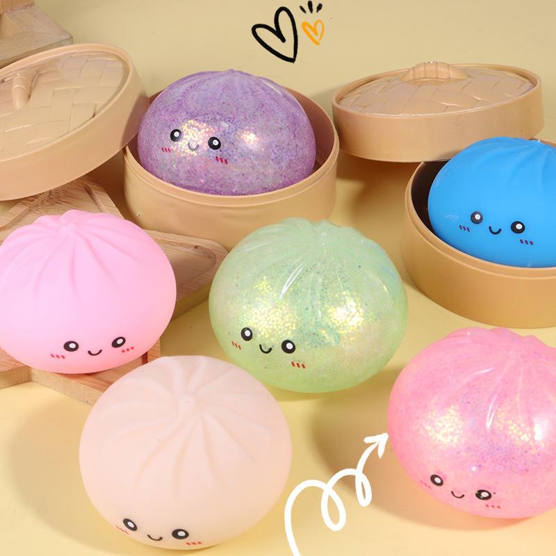 Simulation Bun Stress Relief Toy Creative Fake Bun Squishy Slow Rising Decompression Plaything Expression Big Bun Adult Kids Stress Reliever