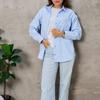 European and American women's clothing loose pure cotton striped women's clothing shirt work shirt casual long-sleeved shirt