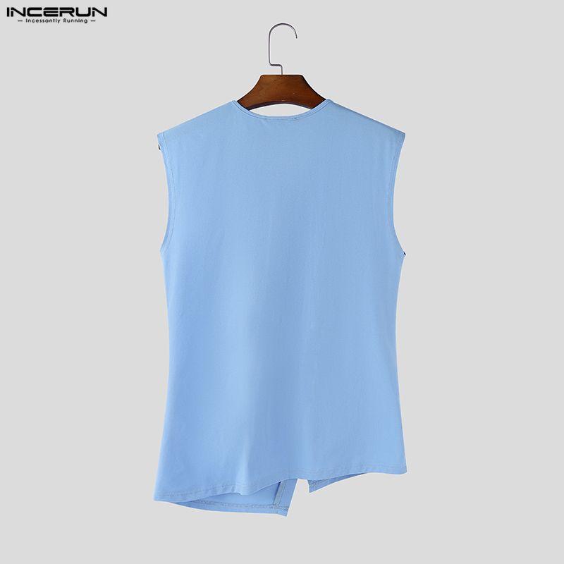 INCERUN Men Sleeveless Irregular Casual Fitted Tank Tops Undershirts