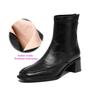 Krazing Pot Botines Chelsea de Puntera Cuadrada con Tacón Grueso de Microfibra Talla 42 Cremallera Decoración Plisada para Mujer Botines Elásticos en el Tobillo