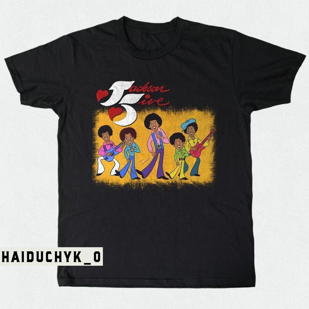 Jackson 5 Five Cartoon Shirt Michael Off The Wall Thriller Bad T-shirt S-5XL
