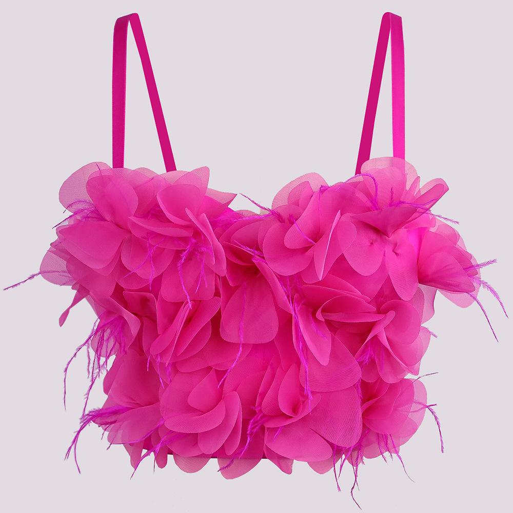 

Милый французский жилет-бретелька, женский бюстгальтер, носимые топы с цветочным принтом, лоскутный корсет с перьями в елочку, летний корсет 38C розы красного