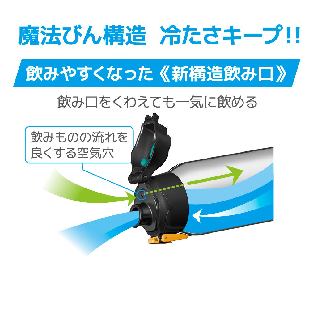 Sticlă de apă termos Sticlă sport izolată în vid Negru Portocaliu Doar depozitare la rece BKOR 0,8L FHT-801F