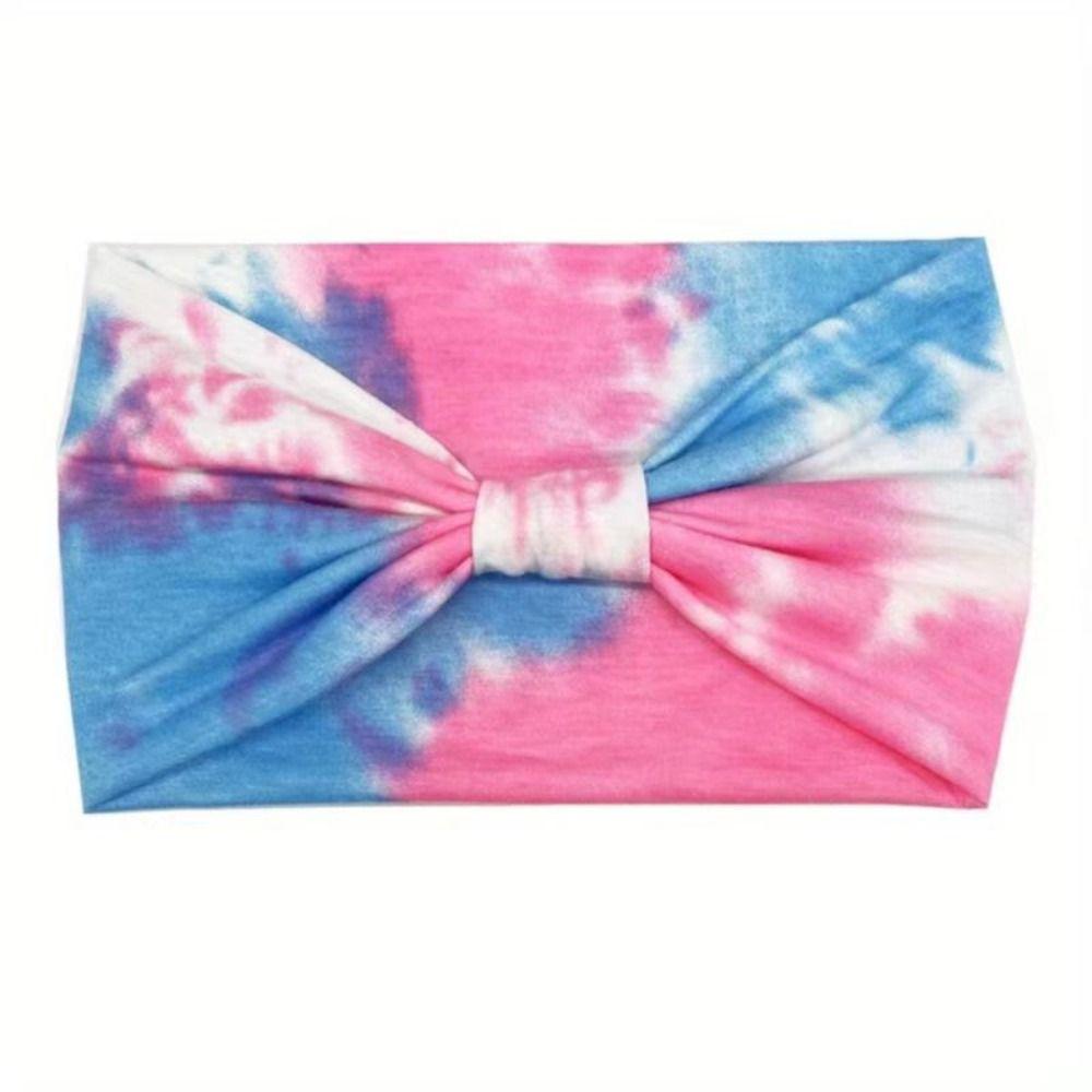 Colorful Tie Dye Headwrap Elastic Wide Headband Bowknot Turbans Cross Headband  Girls Ladies