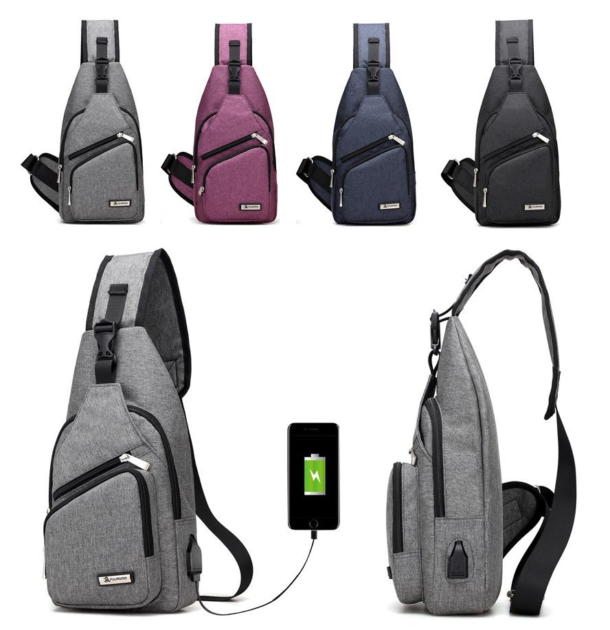 Versatile Crossbody Shoulder Bag For Men With External Usb Port And Front Pocket
