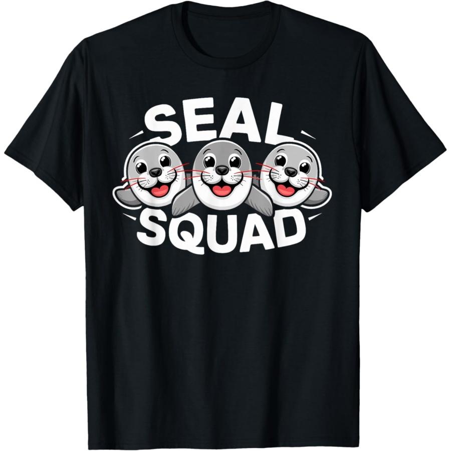 Kids Seal Shirts for Seal Lovers Seal Squad Tshirt _ Black Unisex-Kids Seal T-Shirt XXXXXL чёрный