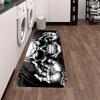 Gotycka Mata pod Drzwi z Czaszką i Szkieletem, Czarno-Biały Dywanik, Odważny Artystyczny Poliestrowy Dywanik Drzwiowy, Można Prać w Pralce, do Odważnego Wystroju Domu