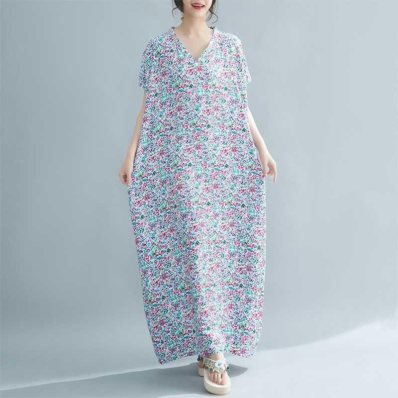 The Real Order Is In Stock, and The New Bohemian Loose Large Size V-neck Cotton Silk Robe Dress In Summer.