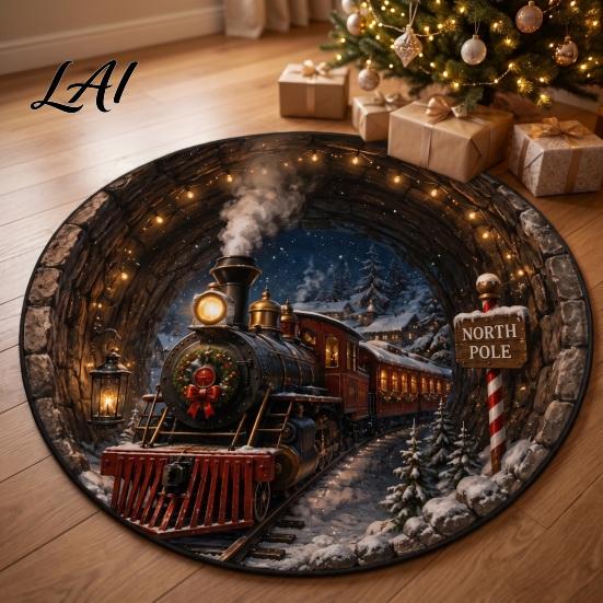 Christmas Gift for Family 3D Rug Optical Illusion Area Floor Mat Santa Claus Reindeer Bedroom Tree Pad Nutcracker Decorative Welcome Doormat Living