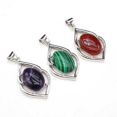 Natürlicher Halbedelstein-Kristall-Anhänger, Rosenquarz, Malachit, Amethyst, Lapislazuli, malaysische Jade, Türkis, Charms für Schmuckherstellung, DIY