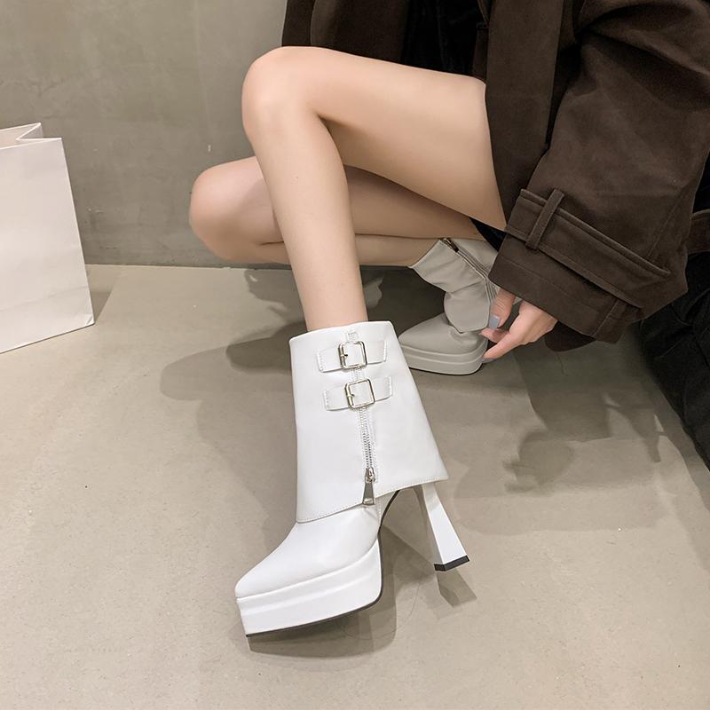 Niche Boots Heightened Platform Single Boots for Women