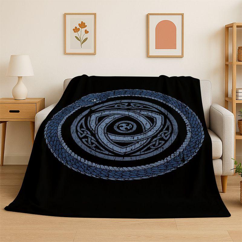 Viking Totem Nordic Rune Valhalla Vegvisir Odin Flannel Blanket Soft Throw Blanket for Bedroom Living Room Bed Travel Picnic Nap