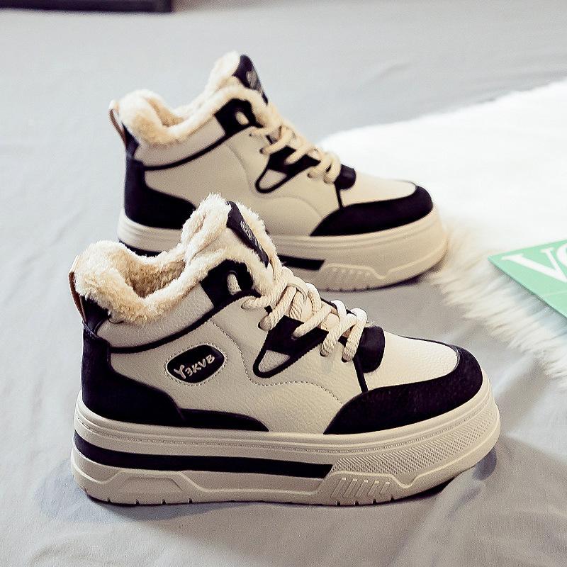 

Флисовые утепленные высокие хлопковые женские ботинки зимние теплые сноубутсы женские универсальные новые на толстой подошве зимние хлопковые ботинки 35