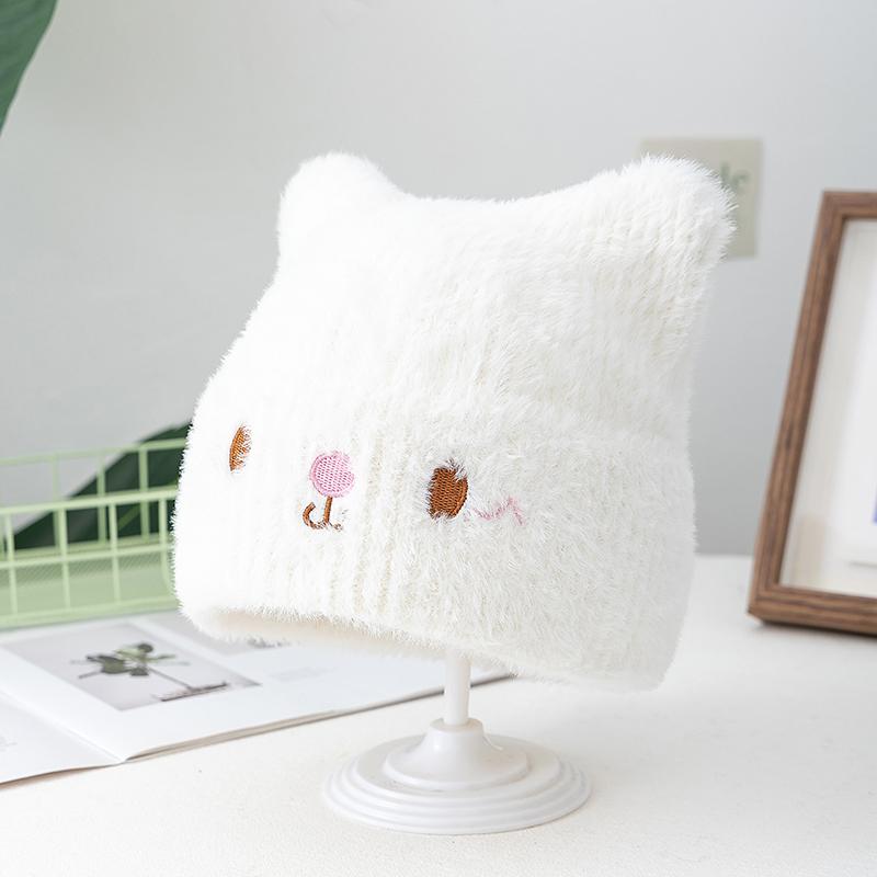 New Cute CAT EAR Beanie Faux Fur Winter Hats For Women Fashion Outdoor Dandy Knit Hat Warm Cap For Girl Gifts