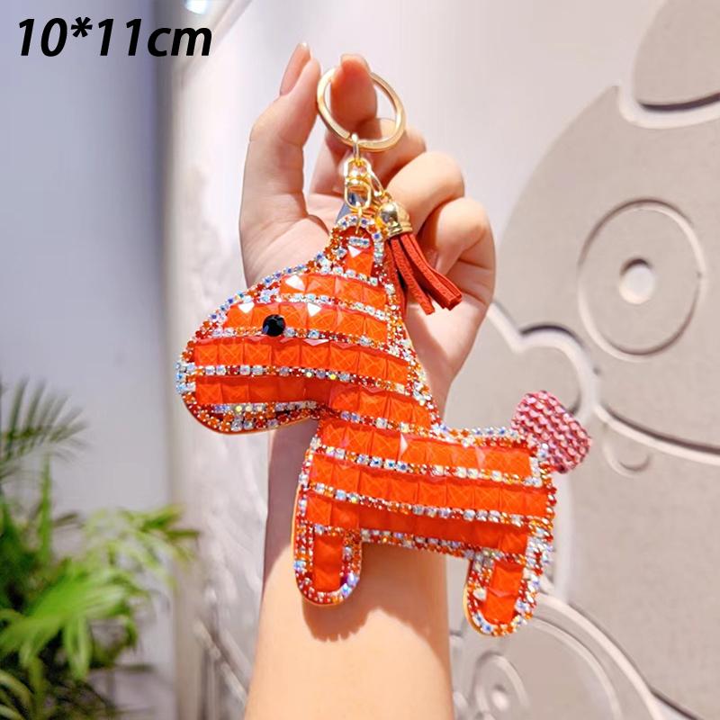 Cute Rhinestone-Studded Pony Keychain Car Keychain Women'S Bag Charm Small Gift