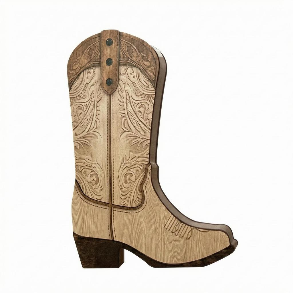 Rustic Wooden Boot Vase with Hanging Hook Vintage-Inspired Cowboy