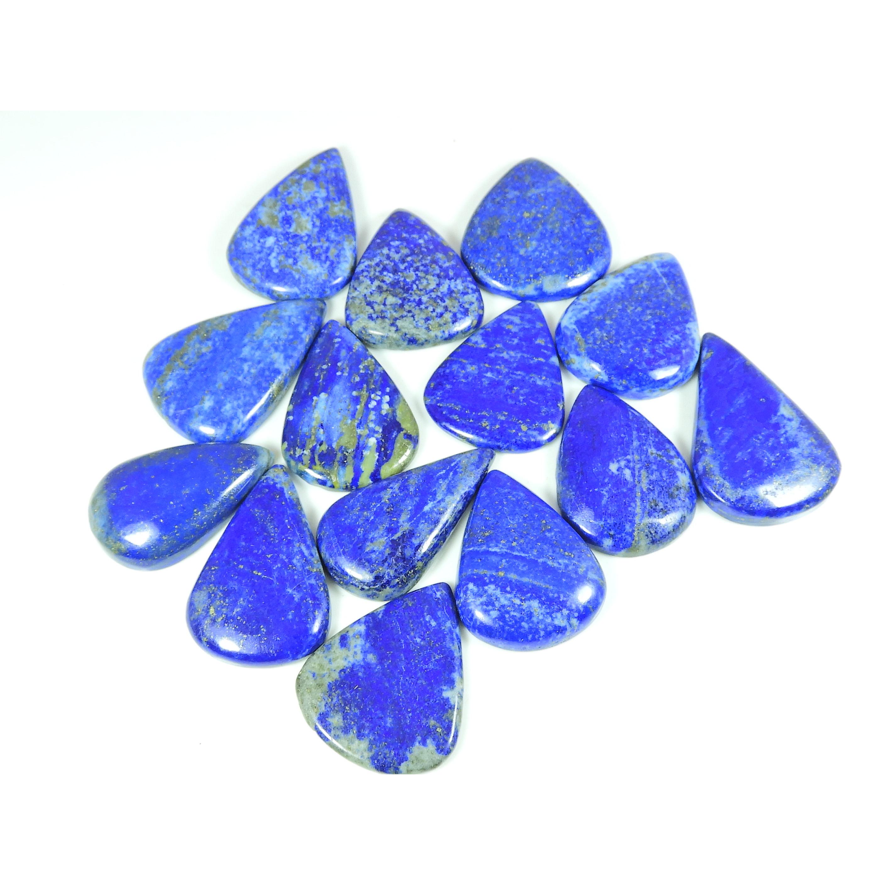 

33-34MM Blue Lapis Lazuli Pear Cabochon Loose Gemstone 14Pcs Lot for Jewelry SY-434