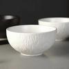 Rock Patterned Frosted Ceramic Tableware, Soup Bowls, Dessert Plates, Household Rice Bowls, Solid Color Threaded Salad Bowls