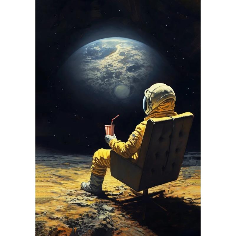 My Space Date Mural My Space Surfing Day Canvas Posters Prints Astronaut's Space Journey Canvas Painting for Home Room Decor