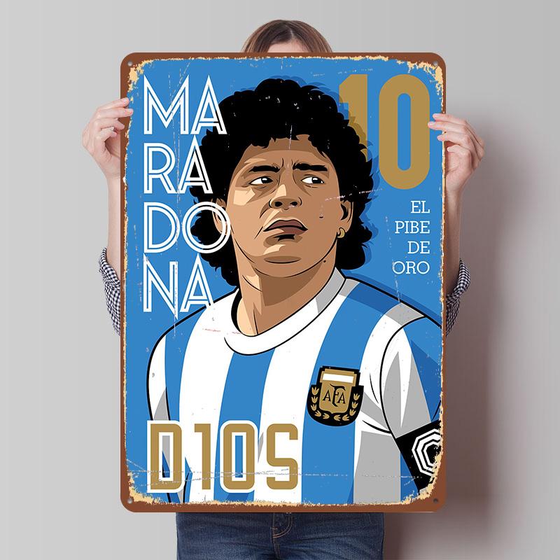 

Maradona Football Tin Plaque Poster Customized Wall Art Retro Vintage Metal Signs for Room Coffee Bar Accessories House Decor 7.9x11.8In(20x30cm)
