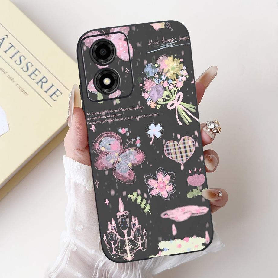 For Motorola Moto E13 4G Phone Case Moto E14 5G Back Cover Soft Matte Silicone Slim Fundas Lovely Panda Rabbit Flower Cartoon