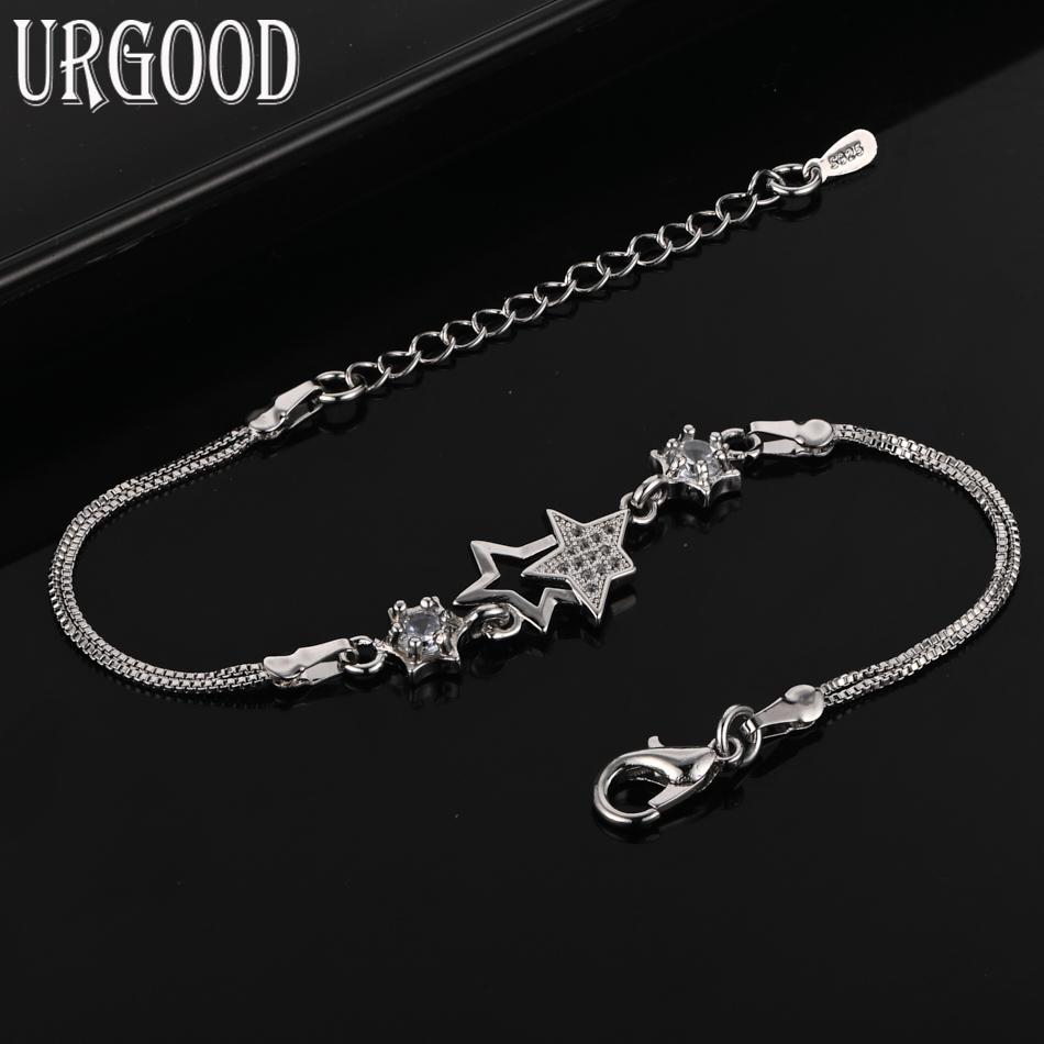 925 Sterling Silver Wedding Jewelry Snake Chain Star Bracelet