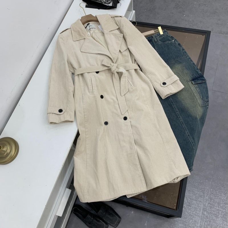 

Spring New Arrival Elegant Commuter s All-Matching K-style Loose Temperament Elegant Fashion Mid-Length Outwear a #17 Apricot color One size