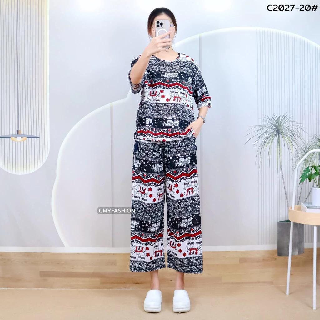 Słoń Spodnie Szorty Koszula Zestaw Okrągły Dekolt Krótki Rękaw Regulowany Elastyczny Pasek Pasek Kobiety Nadruk Casual Plaża Boho Bohemski Retro Vintage