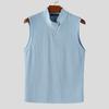 INCERUN Men Mockneck Sleeveless Zip-up Casual Slim Texture Tank Tops