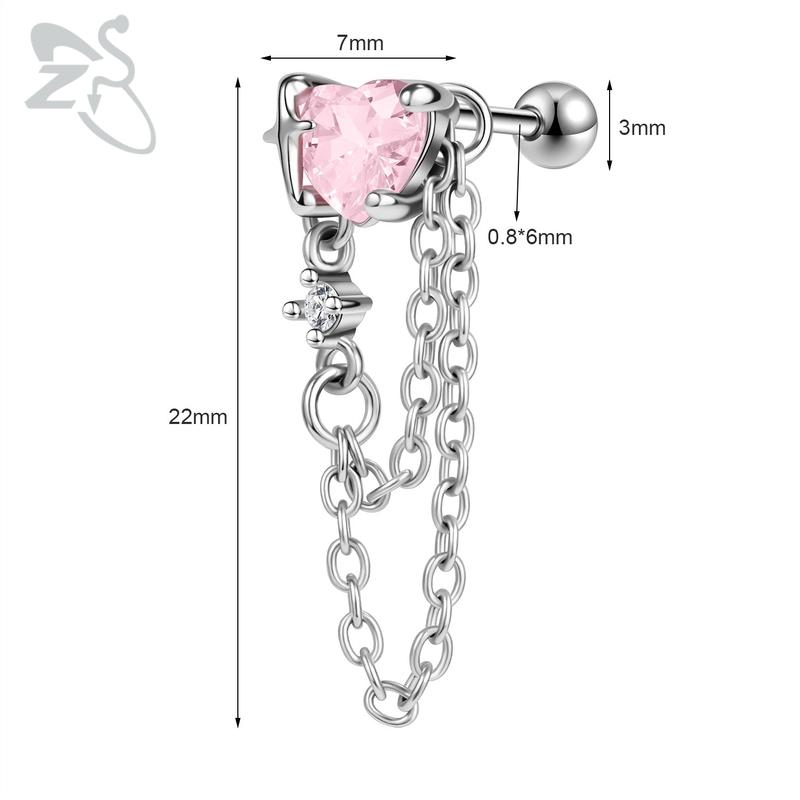 

ZS 1 шт. 20 г милые серьги-гвоздики в форме сердца для детей и женщин, розовые серьги с кристаллами CZ, хрящ уха, спираль, раковина, пирсинг, ювелирные изделия Style 3