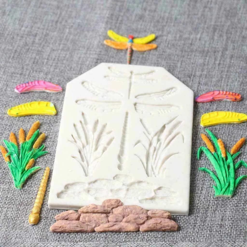3d Dragonfly Silicone Molds Fondant Craft Flowers Molds Cake Candy Chocolate Decorating Tools Grass Fondant Baking Tools