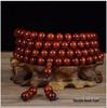 Zambia Blood Sandalwood Beads Bracelet: High-Density Small-Leaf Red Sandalwood with Gold Star Design, Prayer Beads.
