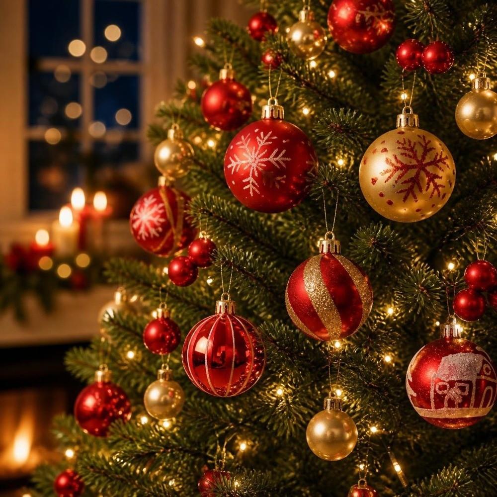 44Pcs/Set Creative Christmas Ball 6/3CM Xmas Ornament Ball Durable Christmas Tree Balls  Storefront