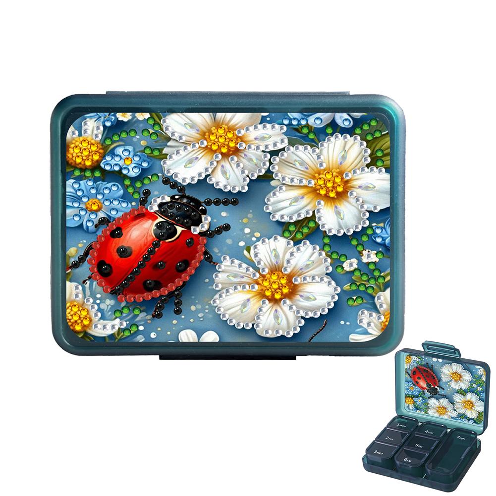 Diamond Art Pill Box Mini Travel Portable Storage Box Rectangular Medicine Box Diamond Painting DIY Blingbling Pill Case Pastill