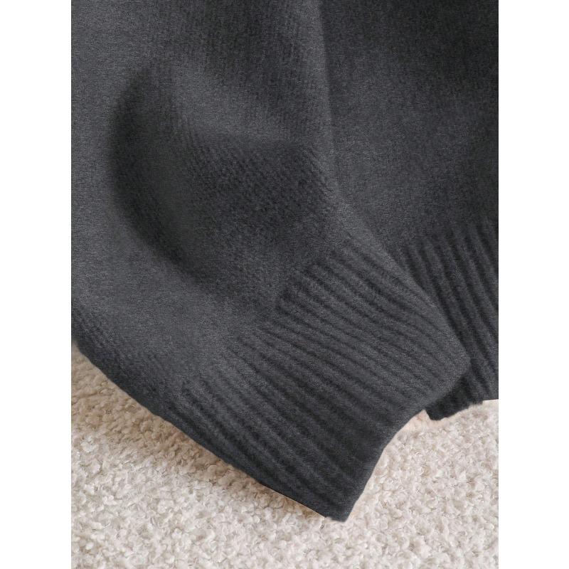 Women Loose V Neck Bow Thick Knitted Casual Sweater Outerwear