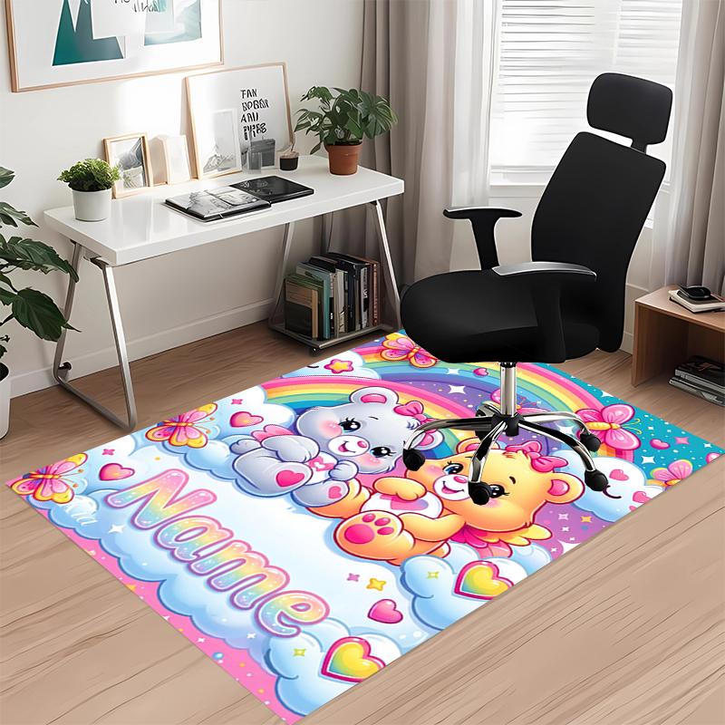 Custom Name Bear Printed Carpet Rug For Office Chair Living Room Bedroom Kitchen Room Decor Gifts