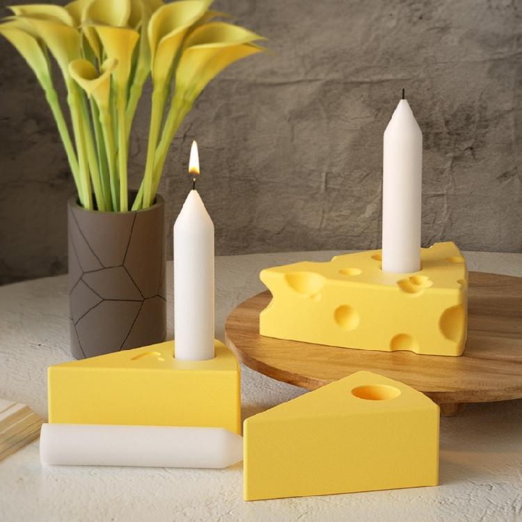 Candlestick Mold Candle Holder Mould Cheese Shaped Candelabrum Mold Easy Release Silicone Mold for Home Decoration